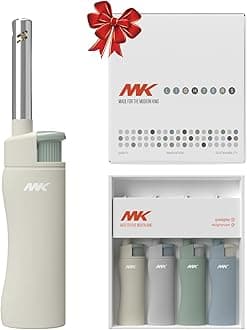 Candle Lighter, Butane Refillable Wind-Resistant Flame, 4-Pack for BBQ, Camping, Outdoor Use (Earthy-4PC)