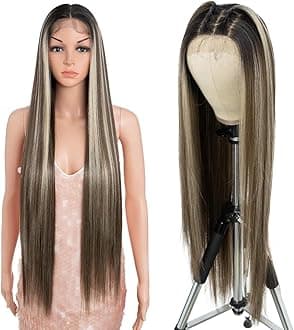 Style Icon Wig 38 Inches Lace Front Wig Human Hair Quality Super Long Straight Wigs for Women Synthetic Hair Replacement HD Lace 150% Density (13? Lace 38 Inch, NTSN4/UN8/12R)