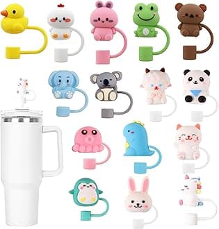 14P Straw Cover for Stanley Cup, Silicone Straw Topper for Stanley Cup 30&40oz with Tumblers, 10mm 0.4in Lid Accessories (Reusable)