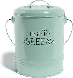 Barnyard Designs Kitchen Compost Bin Kitchen Counter Indoor Compost Bin, Countertop Compost Bin with Lid, Composting Bin Food Waste Composter Bin Cycler Bucket with Filter, 1.2 Gallon 7”x9.5”, Mint