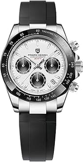 PAGRNE DESIGNPagani Design Men's Ceramic Bezel Stainless Steel Bracelet Chronograph Waterproof 100m Sapphire Glass Automatic Watch for Men