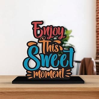 Artvibes 木製「Enjoy This Sweet Moment Quotes」テーブルデコレーション オフィスデスク用 | ホームインテリア | リビングルーム | モダンアート木製ショーピースギフトアイテム (SP_1130N)