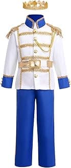 Boys Prince Charming Costume - Kids Medieval Royal King Outfit for Halloween Cosplay Dress Up