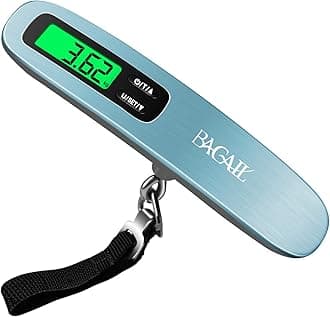 BAGAIL Digital Luggage Scale, Hanging Baggage Scale with Backlit LCD Display, Travel Weight Scale, Portable Suitcase Weighing Scale with Hook, 110lb/50kg Capacity, Battery Included - Blue