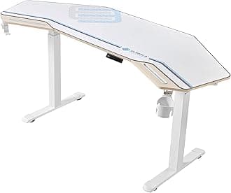 EUREKA ERGONOMIC Standing Desk, 72" Electric Adjustable Height Desk,Wing Shaped Computer Desk Large Music Studio Table, Dual Motor&Slot, Maple