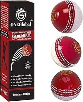 Incrediball Soft Practice Cricket Ball | Outdoor & Indoor Rubber Cricket Ball With Core & Stitched Seam | For Practice, Training & Family Fun | Senior & Junior Size