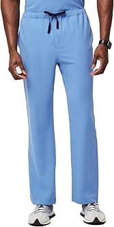 Pisco Basic Scrub Pants for Men — Structured Fit, Straight Leg, 4 Pockets, Anti-Wrinkle Men’s Scrub Pants, Ceil Blue, XL