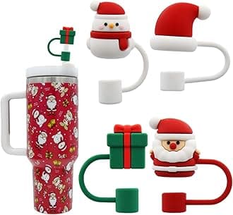 Straw Cover Cap for Stanley Cup,Straw Topper Compatible for 30 and 40 Oz Tumbler with Handle,10 mm 0.4 in Reusable Straw Tips Lids,Straw Tip Covers for Christmas Gifts