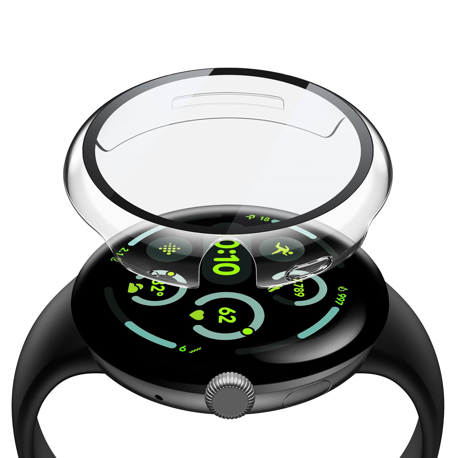 Misxi 2-Pack Hard PC Case Compatible with Google Pixel Watch 3 (2024) 45mm, Easy Installation Lightweight Ultra-Thin Protective Cover for Pixel Watch 3, Transparent