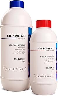 - 3:1 Crystal Clear Epoxy Resin Art Kit with Liquid Hardener Raisins Art & Craft Material For Beginners Artists DIY Activities with High Gloss, Odour Free, Bubble Free Smooth Rasin,1.2 kgs
