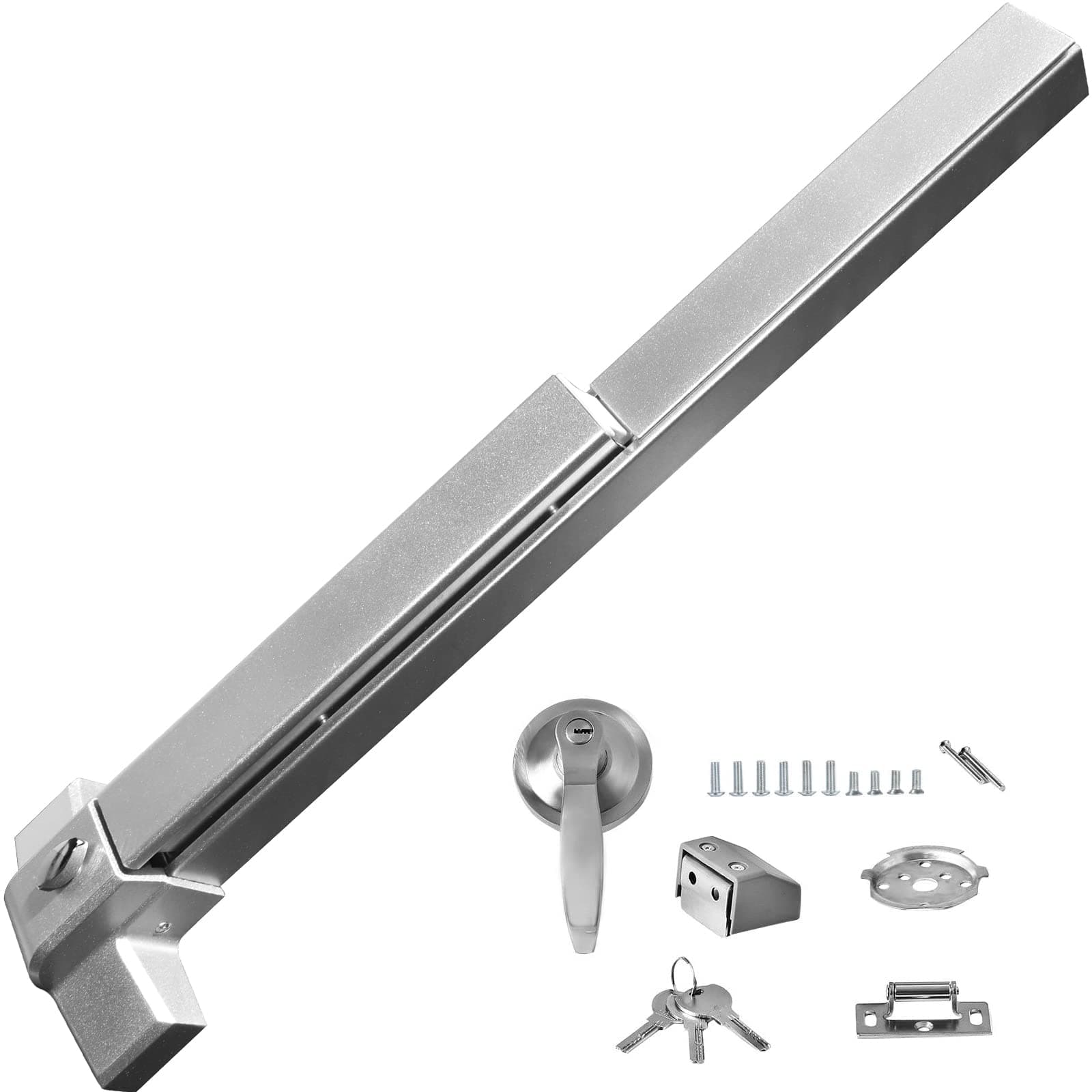 Goyappin Door Push Bar Panic Exit Device, Panic Bars for Exit Doors with Exterior Lever Roller Latch, Commercial Emergency Hardware Panic Bar for Exit Doors (Stainless Steel)