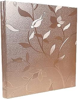 Bolivia's Photo Albums, 4x6 Inch 600 Photos Extra Large Capacity Family Wedding Picture Albums Photo Book, Horizontal and Vertical Photos Leather Cover Hand Made DIY Albums (Big Leaf Champagne Gold)