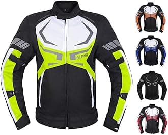 MOTORCYCLE JACKET MENS CE ARMORED BIKERS RIDING RACING WATERPROOF ALL SEASON JACKET (GREEN, LARGE)