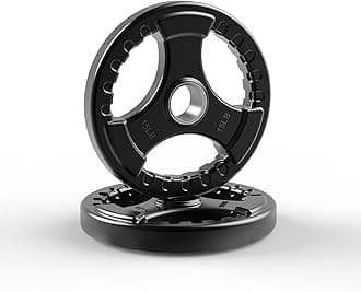 LIONSCOOL 2-Inch Rubber Coated Olympic Grip Plate in Pairs or Single for Strength Training, Weightlifting and Bodybuilding, 2.5-45LBS, One Year Warranty (15LB PAIR)