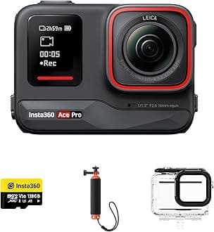 Insta360 Ace Pro Diving Bundle - Waterproof Action Camera, 1/1.3 Inch Sensor and AI Noise Cancellation for Best Image Quality, 4K120fps, 2.4" Folding Screen & AI Functions for Sports, Travel