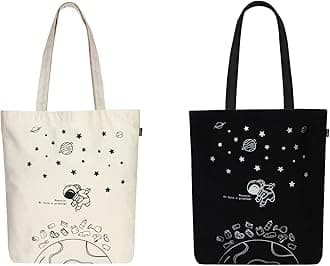 EcoRight 100% Organic Canvas Tote Bag with Zip, Eco-friendly Small Tote Bags for Women for Christmas, Travel, Beach & Shopping