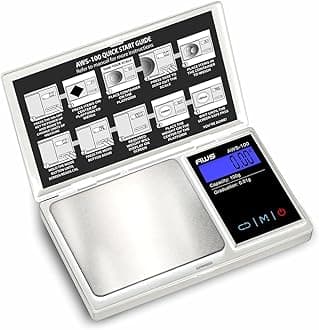 Series Digital Pocket Weight Scale Backlit LCD Stainless-Steel Surface 100g x 0.01g, (Silver), AWS-100-SIL