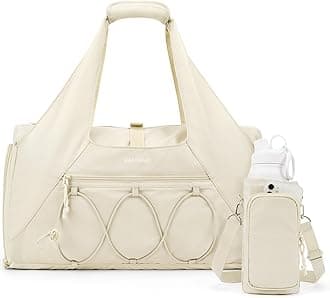 BAGSMART Gym Bag for Women, Lightweight Duffel with Shoe Compartment, Weekender with Wet Pocket, Workout Yoga Tote, Cream