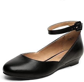 DREAM PAIRSWomen's Revona Low Wedge Ankle Strap Flats Shoes