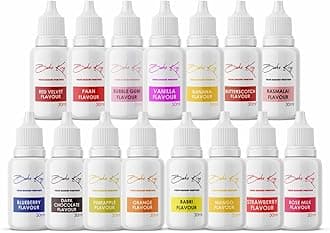 BAKE KING Combo of flavouring Syrups 30ML Each Essence for Baking Cakes, Jams, Jelies, Cookies, Ice Creams and Puddings Liquid Food Essence (PACK OF 15)