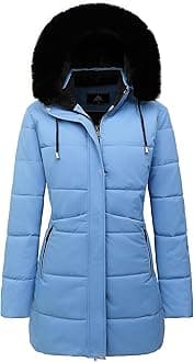 MOERDENG Women's Winter Puffer Coat Thicken Fleece Lined Down Jacket Waterproof Faux Fur Detachable Hooded Parka