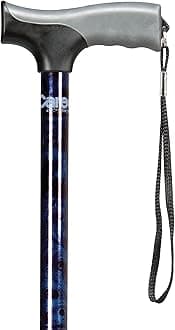 Carex Soft Grip Walking Cane with Strap, Anti-Slip Walking Cane for Easy Maneuvering, Walk Stick for Seniors & Adults with Added Support and Adjustable for Balance, Supports up to 250 lbs, Blue Marble