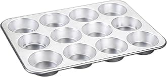 Naturals 12 Cavity Muffin Pan, Cupcake Tray with Superior Heat Conductivity, Premium Bakeware for Evenly Browned Treats, Made in the USA, Silver