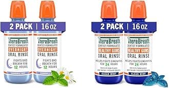 Overnight Mouthwash 2-Pack and Healthy Gums Mouthwash 2-Pack, Chamomile Mint and Clean Mint Flavors, Alcohol Free, Fights Bad Breath and Gingivitis