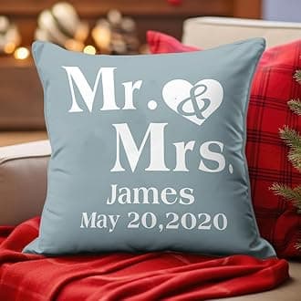 Personalized Mr and Mrs Pillows, Wedding Gifts for Couples with Name, Hubby Wifey Pillow Cases, Bridal Shower Gifts Valentines' Day for Her (Mr & Mrs-10)