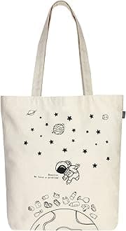 Canvas Tote Bags for Women with Zip, College Bag for Girls, 100% Organic Cotton Tote Bag for Shopping, Travel & beach bags for women (Houston (Natural))