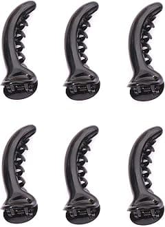 TRENDSETTER Black Color Acrylic Material Banana/Mirchi Hair Clips For Women & Girls (Black color, Curved Shape, 6 Pc) (pack of 6) Glossy Look