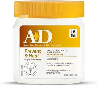 A+D Original Diaper Rash Ointment Prevents & Treats Diaper Rash, Moisturizing Skin Protectant with Vitamins A & D, Healing Skin Ointment for Dry and Cracked Skin 16 oz