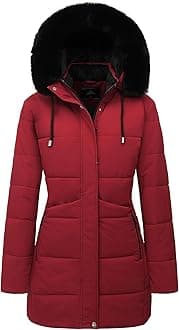 Women's Winter Puffer Coat Thicken Fleece Lined Down Jacket Waterproof Faux Fur Detachable Hooded Parka