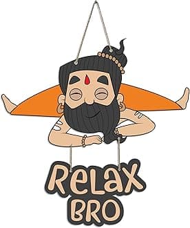 Relax Bro Printed Wooden Wall Hanging with Quotes for Home Decor