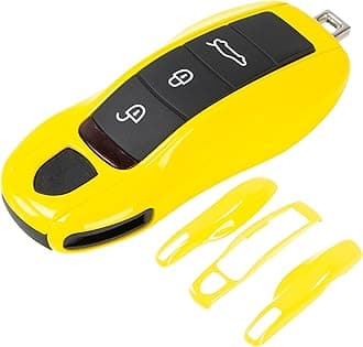 AeroBon 3-Piece Painted Key Cover Key Fob Shell Compatible with Porsche Key Shell Replacement (MK1, Racing Yellow)