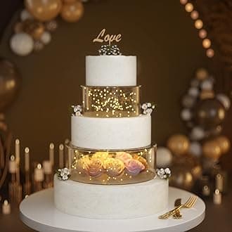 NPPLUS 2PCS Acrylic Fillable Cake Stand Cake Riser Cake Tier, Round Cylinder Display Riser Display Box, Decorative Centerpiece for Wedding Birthday Party (10" Dx4 H inch, 6" Dx4 H inch)