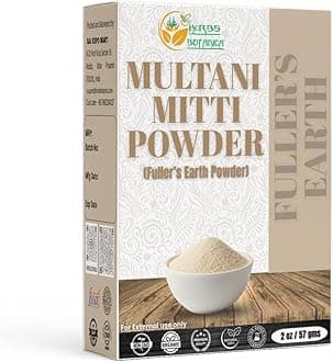 Multani Mitti Powder Earth Clay Mask 100% Pure Bentonite and Kaolin Clay for Skin Care, Indian Healing and Deep Cleansing – 2 oz Kaolin Clay Indian Deep Pure Grade Cleansing