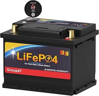 - Lithium Car Battery Start and Stop, 12.8V 576WH 600CCA Group 47 LiFePO4 Automotive For Car, Starter Battery, Plus Deep Cycle Performance，60 Months Warranty