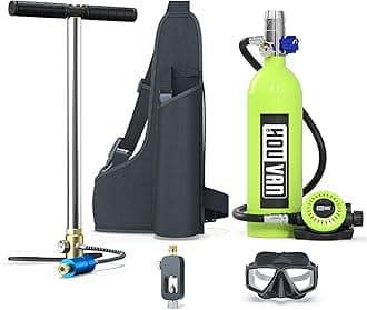 S400 Mini Scuba Tank 1.0L Scuba Tank Portable Diving Tank with On-Off Valve Reusable Underwater Breathing Pony Bottle for Underwater Exploration Emergency/Recreation