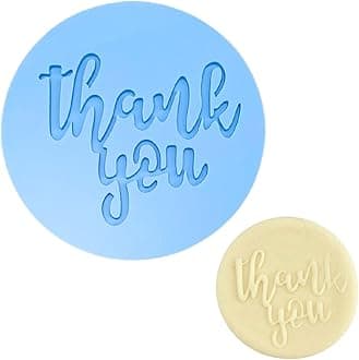 Crethinkaty Teachers' Day Fondant Embosser "Thank you" Shape 3D Raised Design Cookie Stamp for Baking Cookies,Decorating Cake/Sugar Paste/Cupcake