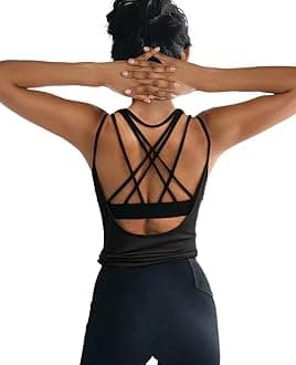 Womens Summer Workout Tops Sexy Backless Yoga Shirts Open Back Activewear Running Sports Gym Tank Tops