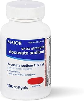 MAJOR Extra Strength Stool Softener Laxative Docusate Sodium 250 mg - 100 Softgels