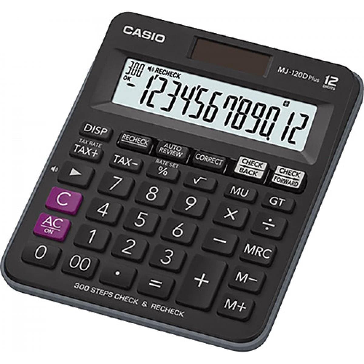 Casio MJ-120D Plus Desktop – Calculator (Desktop, Basic Calculator, 12 Digits, Battery/Solar, Black)