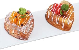 Nice purchase 2pcs Artificial Food Bread Tart Pie Dessert Simulation Model Fake Cake Mousse Fruit Bakery Photography Props Decor (Heart Shape)