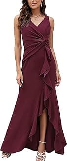 Formal Evening Dresses for Women Elegant Evening Party Prom Dress Long Sexy V Neck Sleeveless Split Wrap