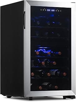 NewAir 19" Dual Zone Wine Fridge for 43 Bottles | Freestanding Wine Cooler Refrigerator with Glass Door | Digital Temperature Control & Quiet Compressor Cooling | Stainless Steel