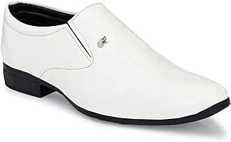 mens Gellwoj Men's White Formal Synthetic Leather Slip-on Shoes Faux Leather Formal Shoes Black Synthetic Leather Formal Slip on Office, College Shoes for Men & Boys Party Wear