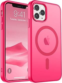 SUPFINE Magnetic for iPhone 11 Pro Max Case (Compatible with MagSafe) (Military Grade Drop Protection) Translucent Matte Shockproof Phone Cover,Matte Hot Pink