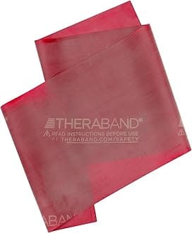 TheraBand Professional Latex Resistance Bands, Individual 6 Ft Elastic Band for Upper & Lower Body Exercise, Physical Therapy, Pilates, At-Home Workouts, 6 Foot Band, Red, Medium, Beginner Level 3