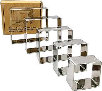 Square Cookie Cutter Set-5 Pack Stainless Steel Square Biscuit Molds Fondant Cake Cookie Cutter Set Pastry Mold-2",2.5", 3", 3.5",4"